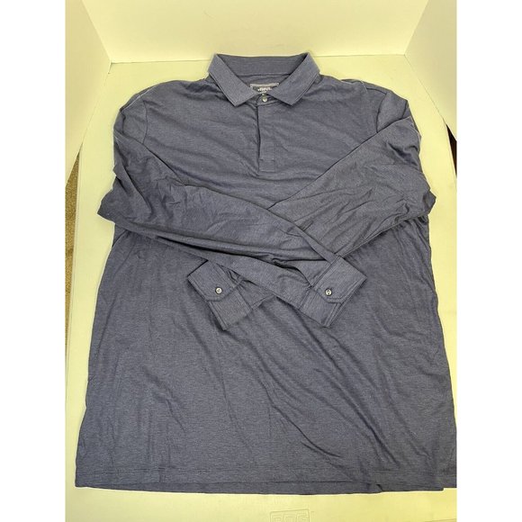 Charles Tyrwhitt Men's Long Sleeve Jersey Polo Size 2XL Blue Cotton Soft Collar - Picture 2 of 9